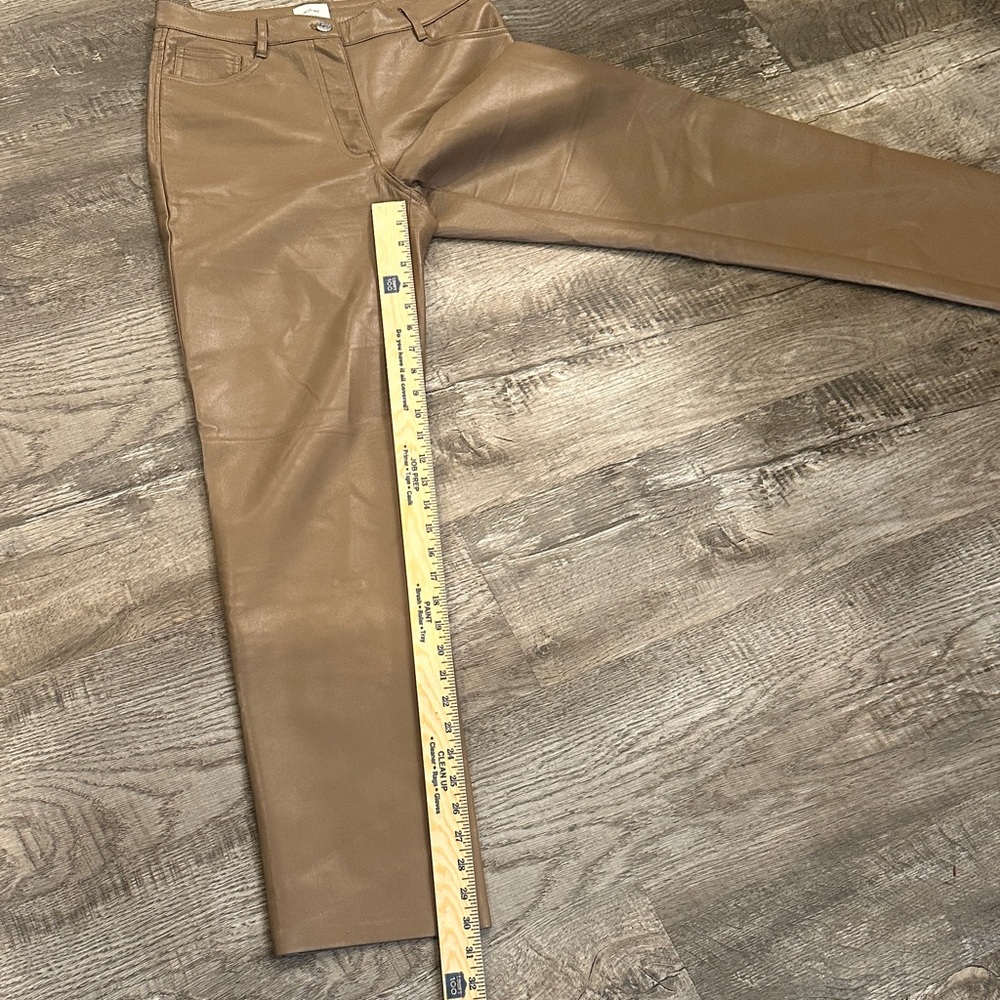 Aritzia Wilfred The Melina Straight Leg Faux Leather Brown Pants - Picture 5 of 11